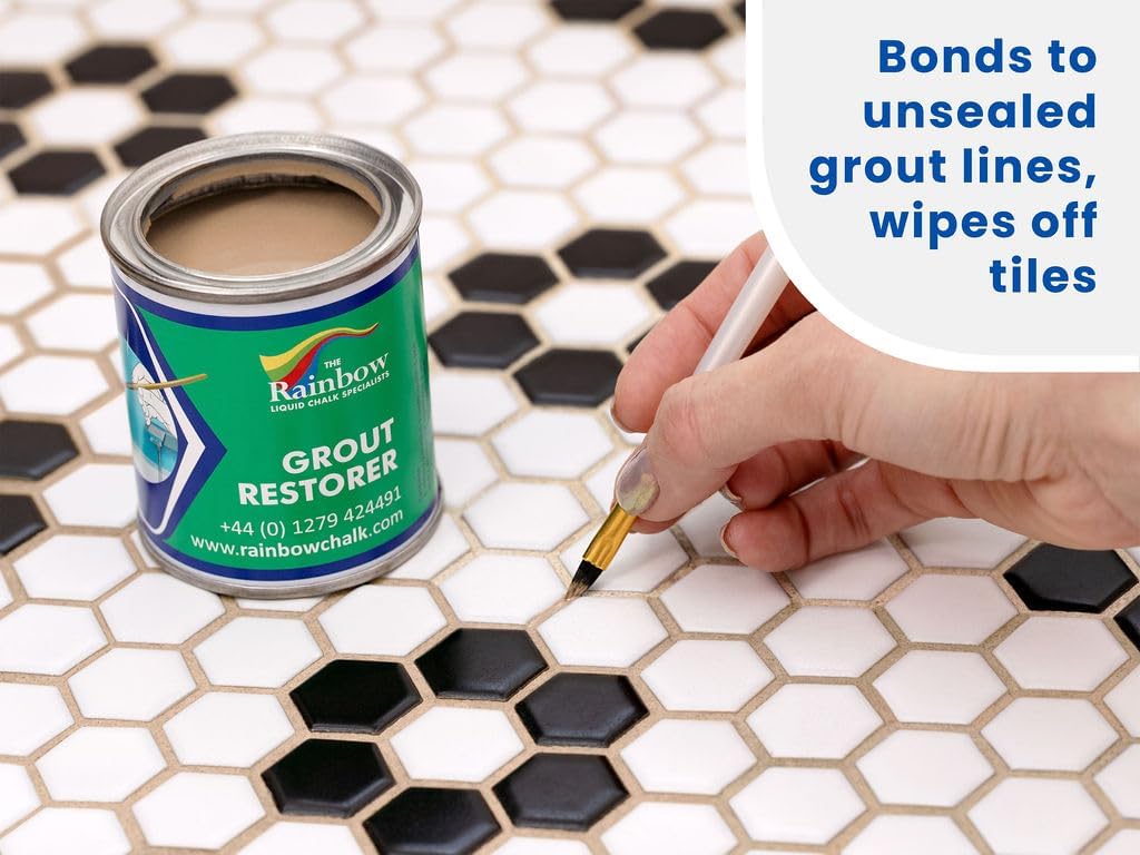 Grout Pen Beige Grout Paint: Waterproof Tile Paint Grout Refresh Restorer for Floor, Kitchen & Bathroom Shower Tiles - Beige - Can Size for Larger Projects - 125ml (4.2oz)