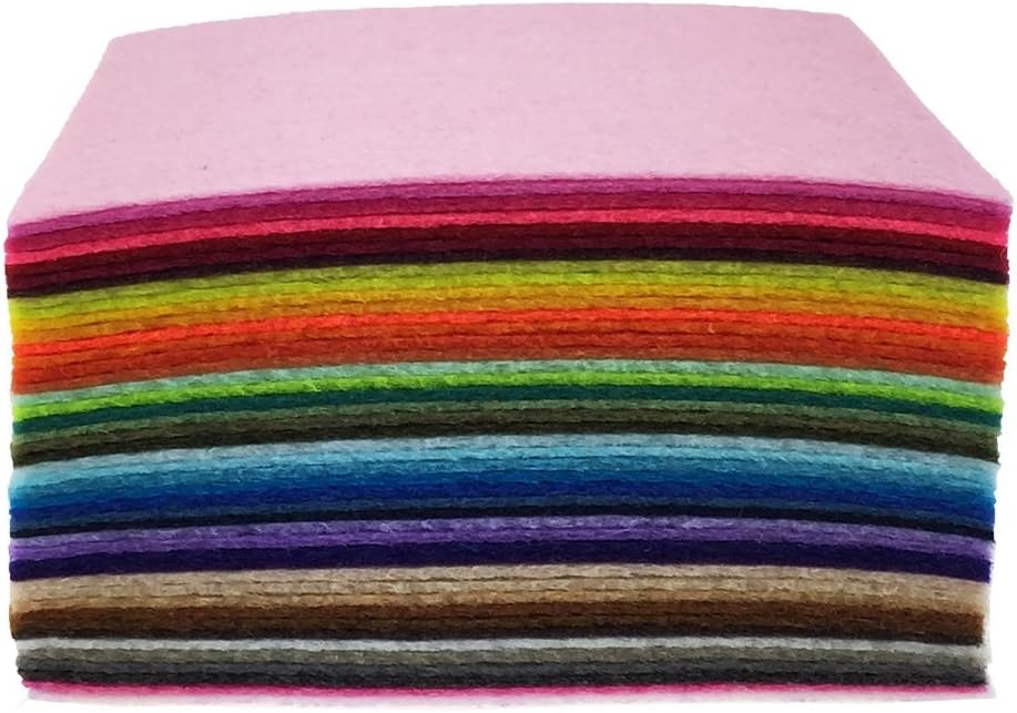 flic-flac 44PCS 4 x 4 inches (10 x10cm) Assorted Color Felt Fabric Sheets Patchwork Sewing DIY Craft 1mm Thick