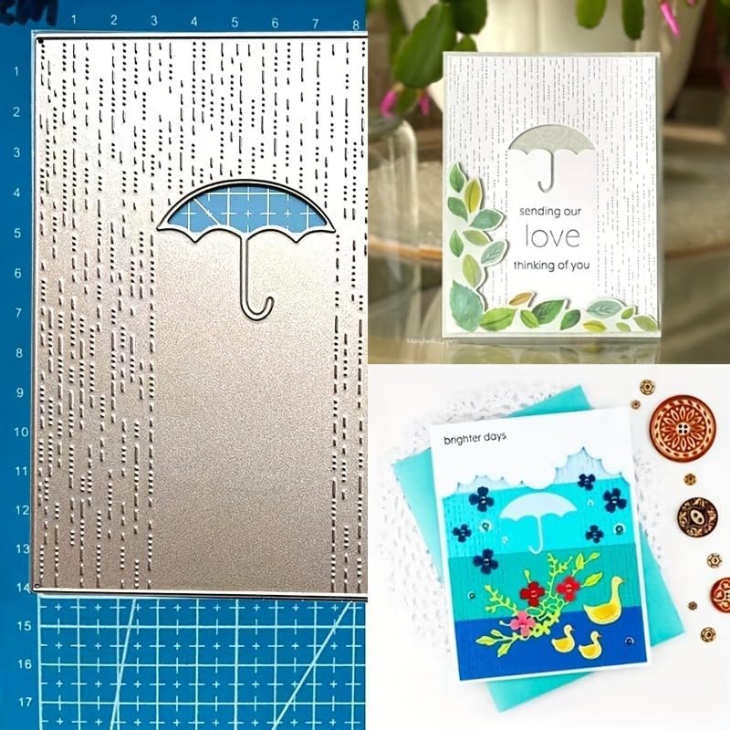 Lapoo Flowers Metal Cutting Die for Scrapbooking - Durable, Cut Stencils for DIY Scrapbook Photo Album Decorative Paper Card, Card Making Supplies, Embossing (Umbrella Alone in The Rain 5.6 x 4.3 in)