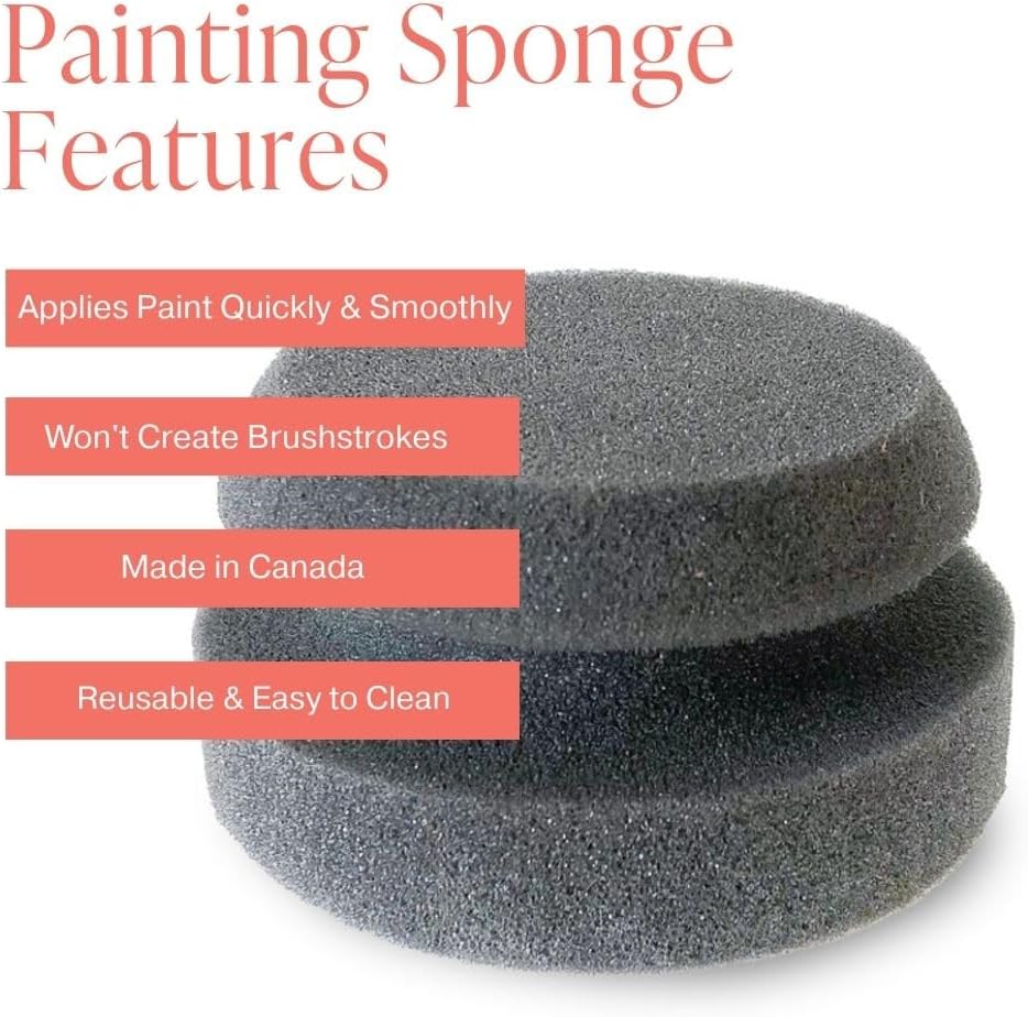 Chalk Style Painting Sponges - Set of 3-4” Round Reusable Handheld Sponge for Smooth Furniture Paint & Top Coat Application with No Brush Strokes - Washable Multi-Use Paint Applicator