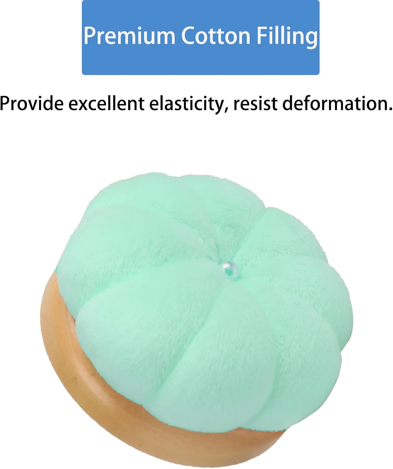 Hilltian Pin Cushion for Sewing, Wooden Base Sewing Pincushion with 100 Plastic Head Pins, Cute Pins Holder for Sewing Quilting, Light Green (Light Green)