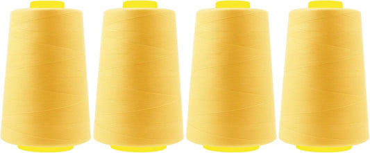 Mandala Crafts 4 Pack of Serger Threads Cones Spools - 40S/2 24000 Yards Polyester Butter Cream Threads for Sergers Machine and Overlock Quilting Sewing Machine