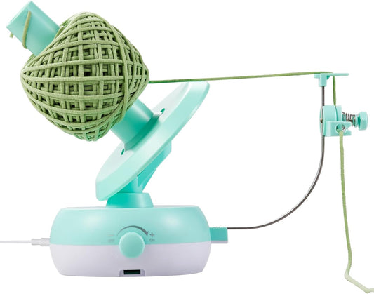 Yarn Winder for Crocheting, 10oz Large Capacity Electric Yarn Ball Winder with Strong Tension Stepless Speed, Automatic Yarn Cake Winder, Helper for Knitting Lovers, Mint Green