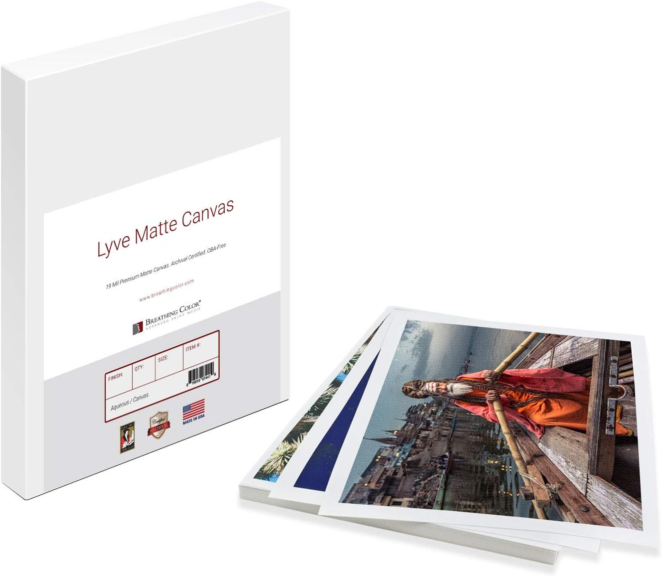 Premium Lyve Matte Canvas Sheets Professionals choice for Archival Inkjet for Use on Epson, Canon and HP printers. 8.5 inch x 11 inch 25 sheets