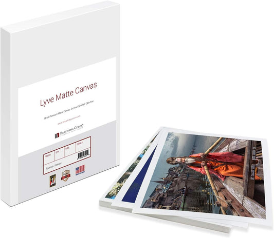 Premium Lyve Matte Canvas Sheets Professionals choice for Archival Inkjet for Use on Epson, Canon and HP printers. 13 inch x 19 inch 25 sheets