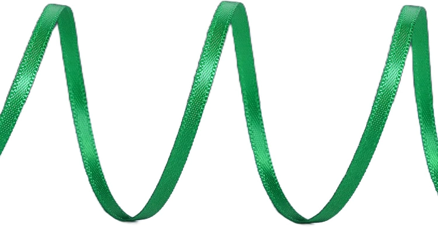 YAMA Green Double Faced Satin Ribbon 1/8 Inch 100 Yards Ribbon for Gift Wrapping Crafts Hair Bows Wedding Party Decoration