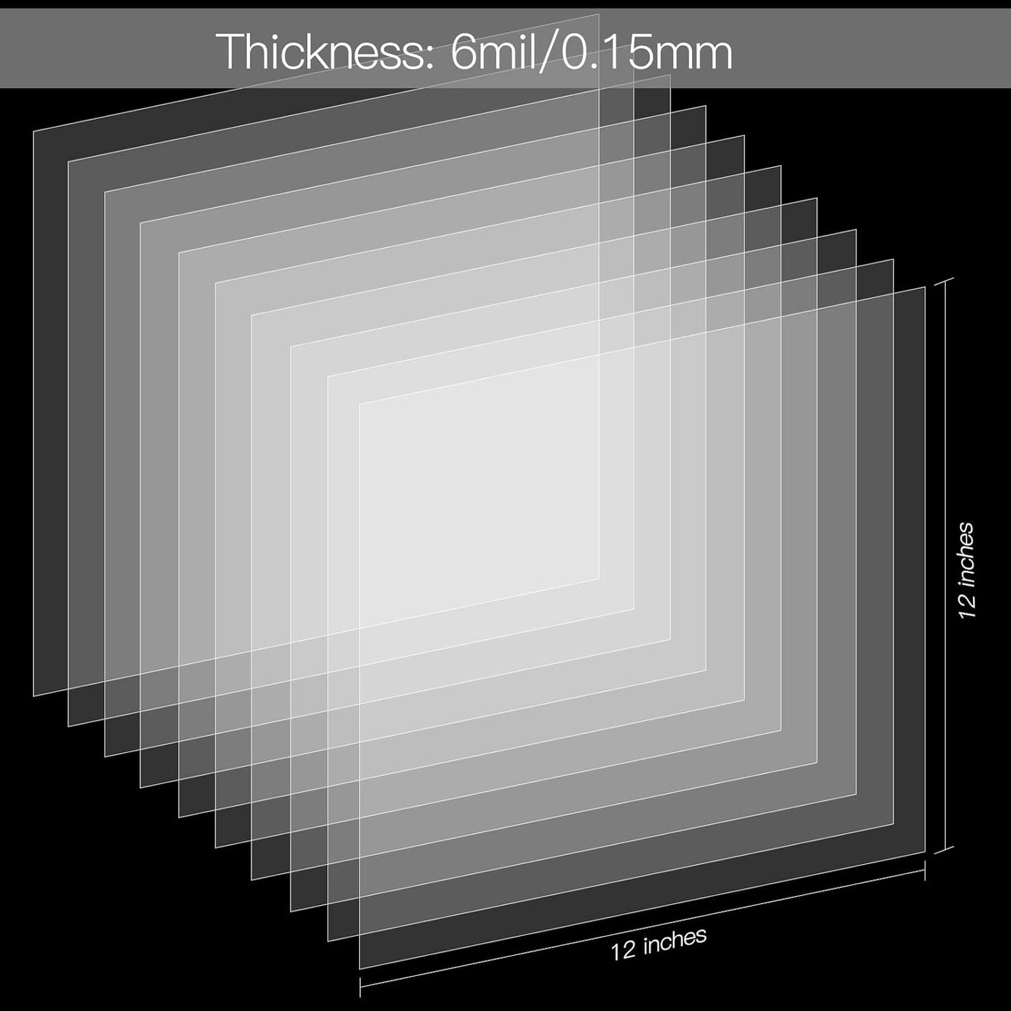 EGOSKY 26 Pack 6 Mil Mylar Sheets, 12" x 12" Clear Blank PET Blank Stencil Material, Make Your Own Stencil for Silhouette, Cricut Vinyl