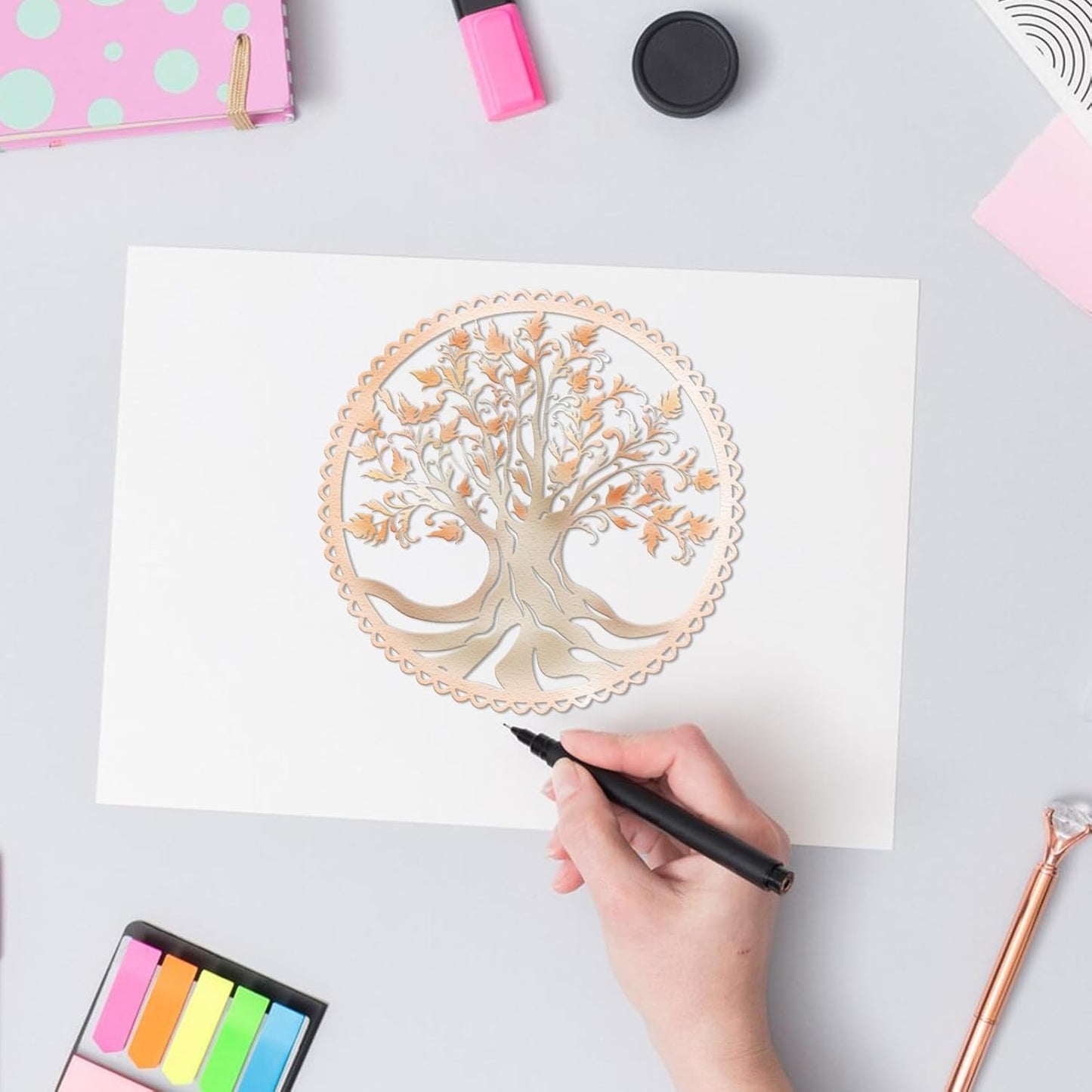 Tree Frame Metal Cutting Dies for Card Making, Tree Leaves Round Frame Die Cuts Carbon Steel Embossing Stencil Template Cutting Tools for DIY Scrapbooking Paper Card Photo Album Craft Supplies