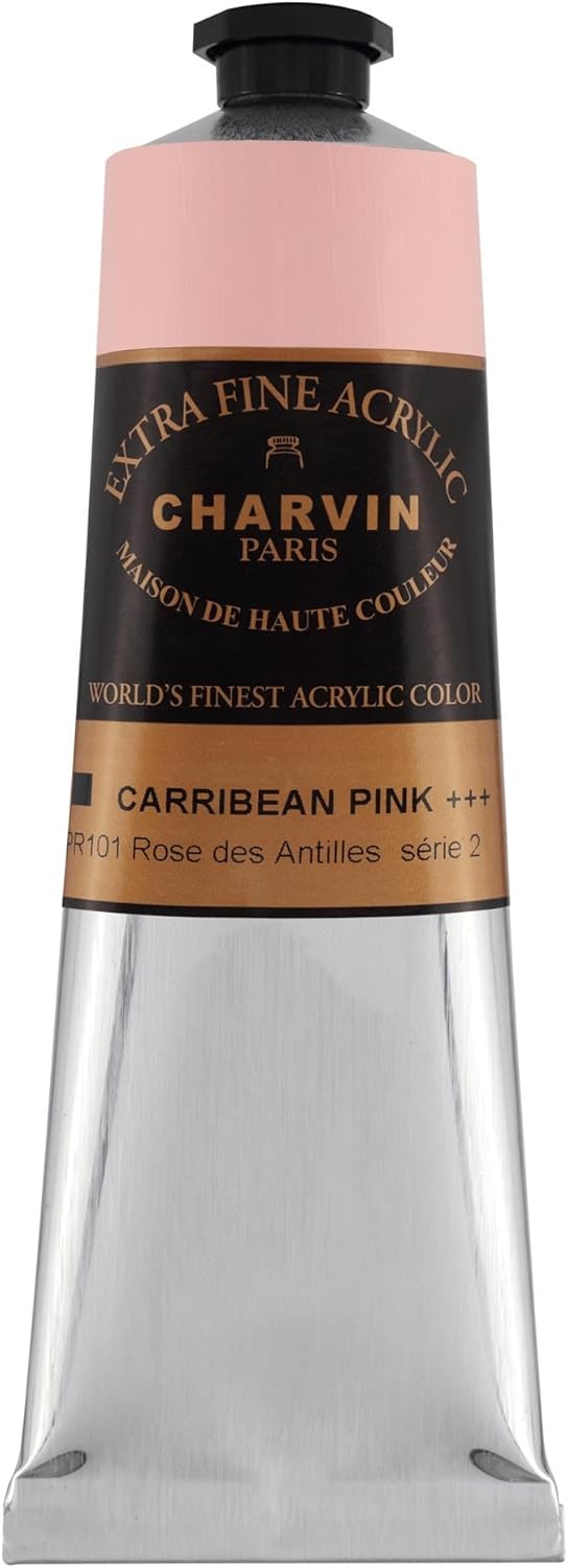 Charvin Extra Fine Professional Acrylic Paint - Caribbean Pink, 150ml Tube, Triple-Milled, Lightfast Pigments, Open Stock Artist Acrylic Paints in Nature-Inspired Hues