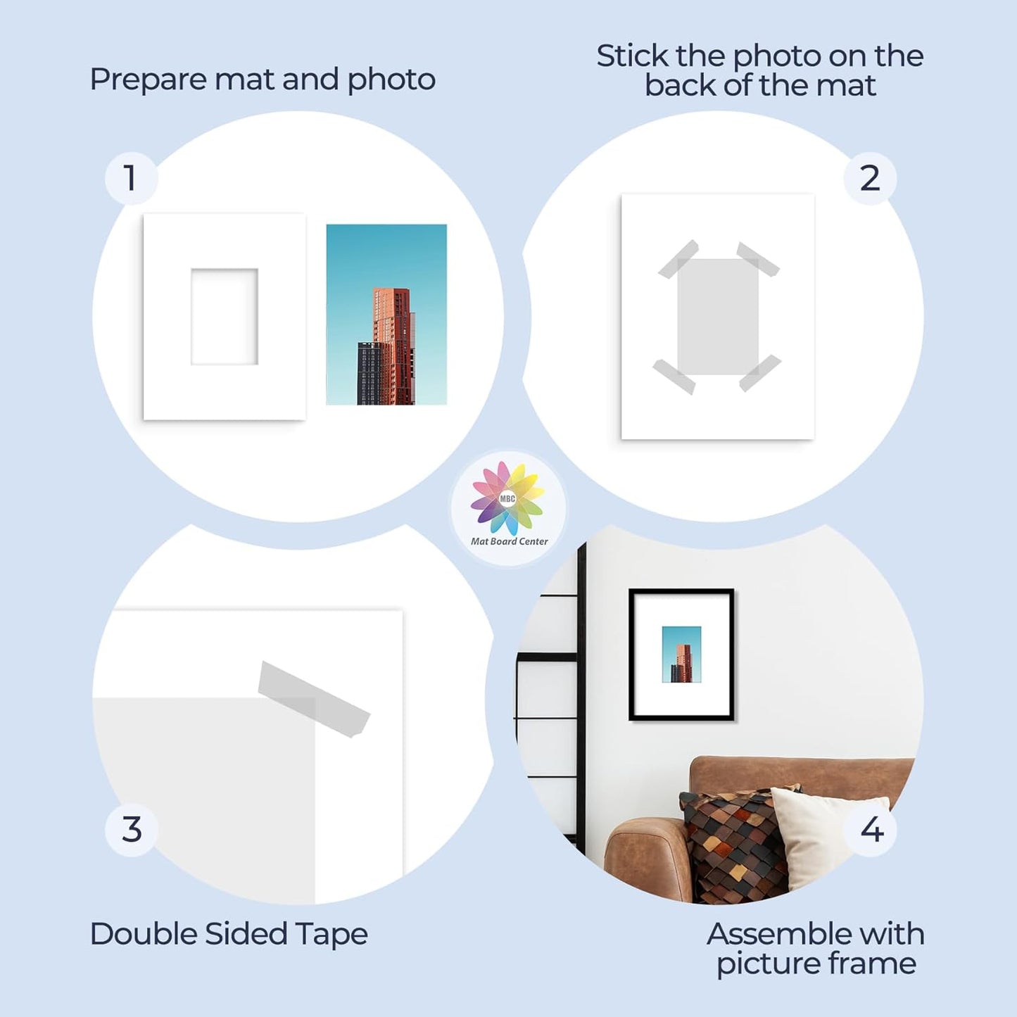 MBC Mat Board Center, 10 Pack 11x14 for 5x7 White Picture Mats Frame Mattes, Bevel Cut, Acid Free, 4-ply Thickness