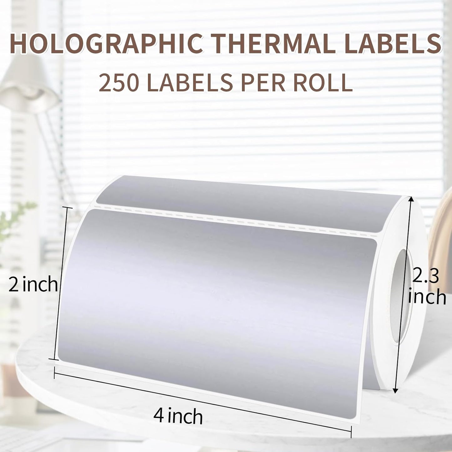 2" x 4" Silver Thermal Label Stickers,Waterproof Thermal Printer Sticker Labels for Gift Wrapping, Self-Adhesive Name Price Tag DIY Custom Logo Design (250 pcs,Silver)