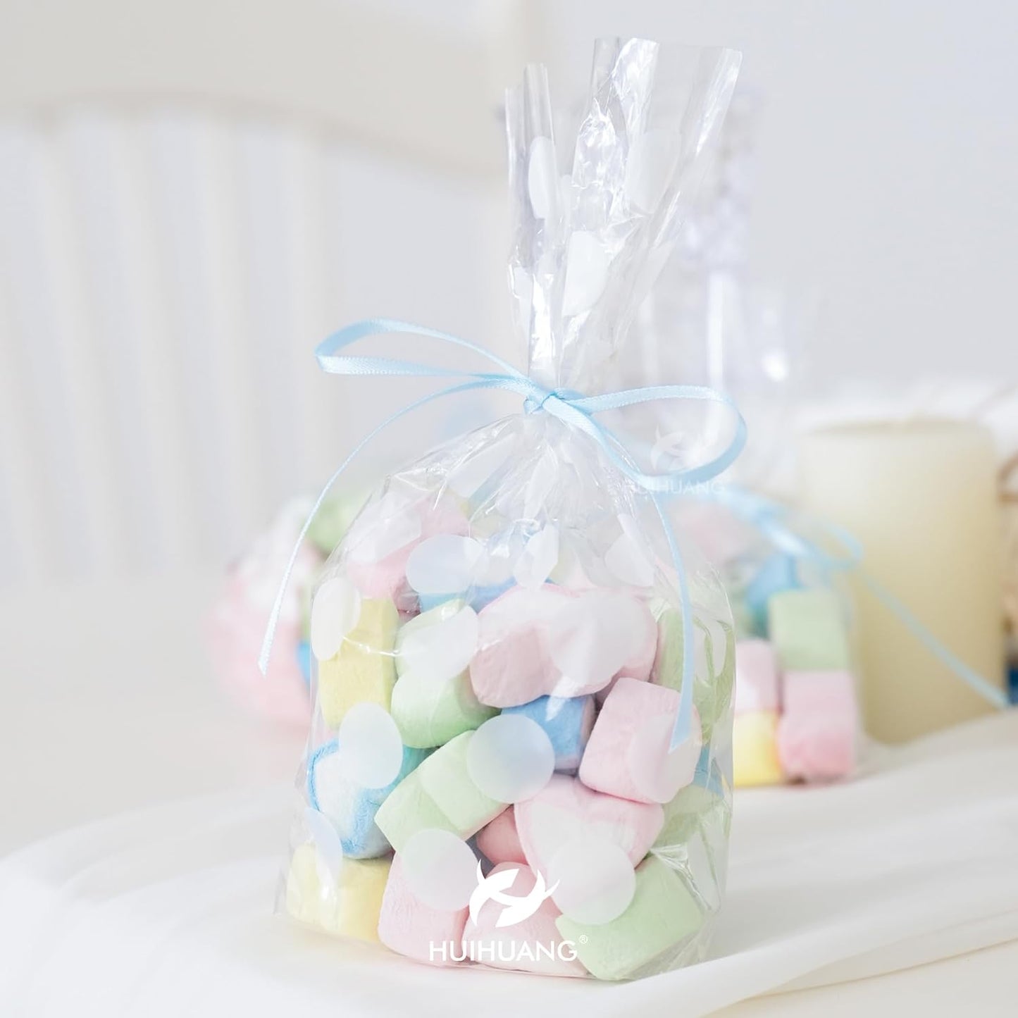 HUIHUANG Light Blue Thin Satin Ribbon 1/8 inch Ribbon 100 Yards Roll Double Face Craft Ribbon for DIY Crafts Gift Wrapping Bows Decoration Sewing and Invitation Card Hanging Tags Baby Shower Decor