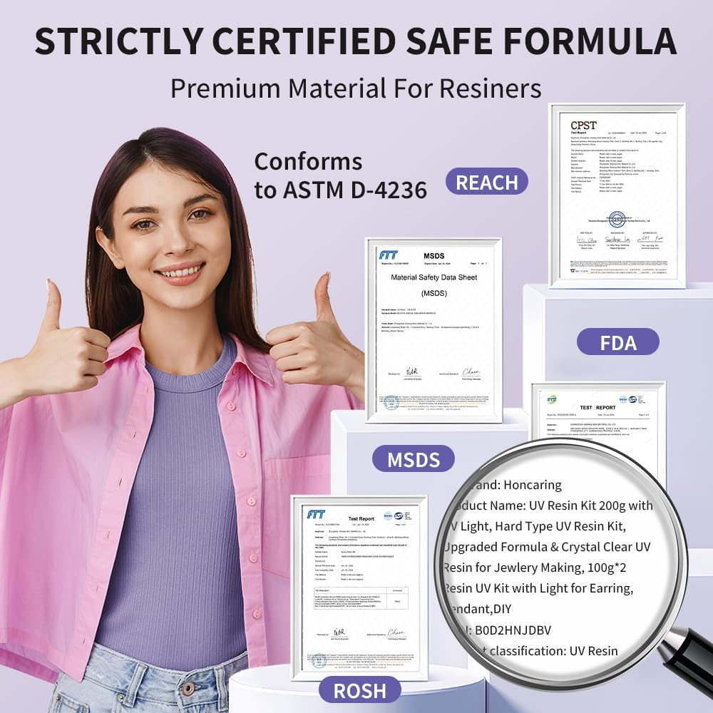 UV Resin 500g, Clear Beginner-Friendly Kit with Silicone Tools, Upgraded Formula & Crystal Clear for Jewlery Making, Craft, 250g*2 Resin UV Kit for Earring, Pendant, DIY