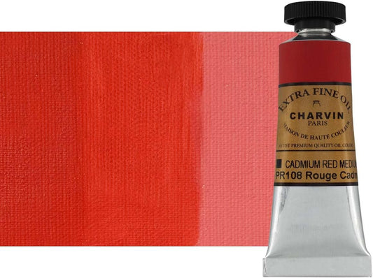 Charvin Extra Fine Oil Paint, Cadmium Red Medium 20 ml - Triple-Milled, Rich Texture, Poppy Oil-Based, Light-Fast, Handmade, Archival Quality
