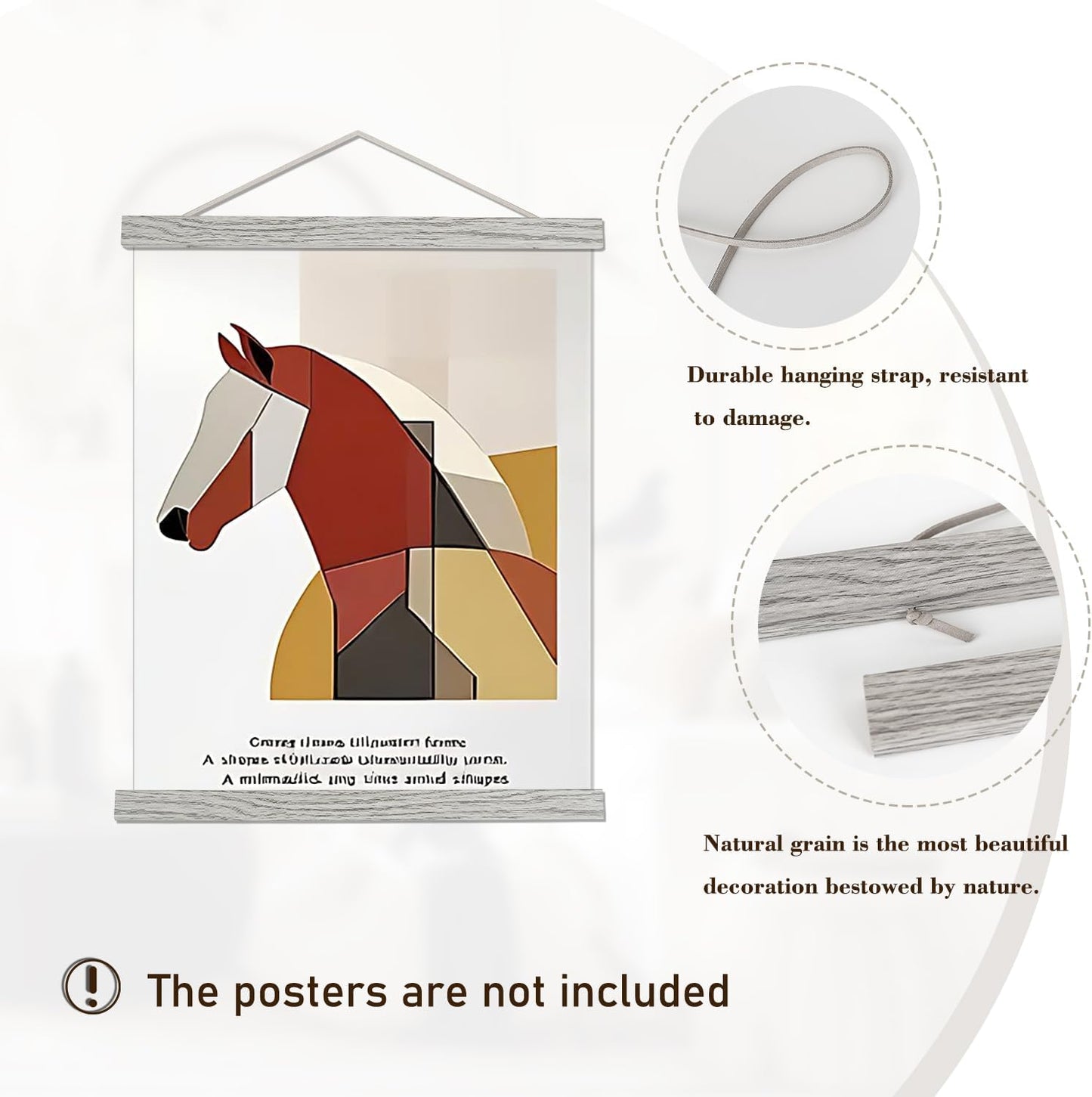 Artmag Magnetic Poster Hanger Frame, 18x24 18x12 18x28 Light Wood Wooden Magnet Canvas Artwork Print Poster Hangers Frames Hanging Kit (Grey, 18")