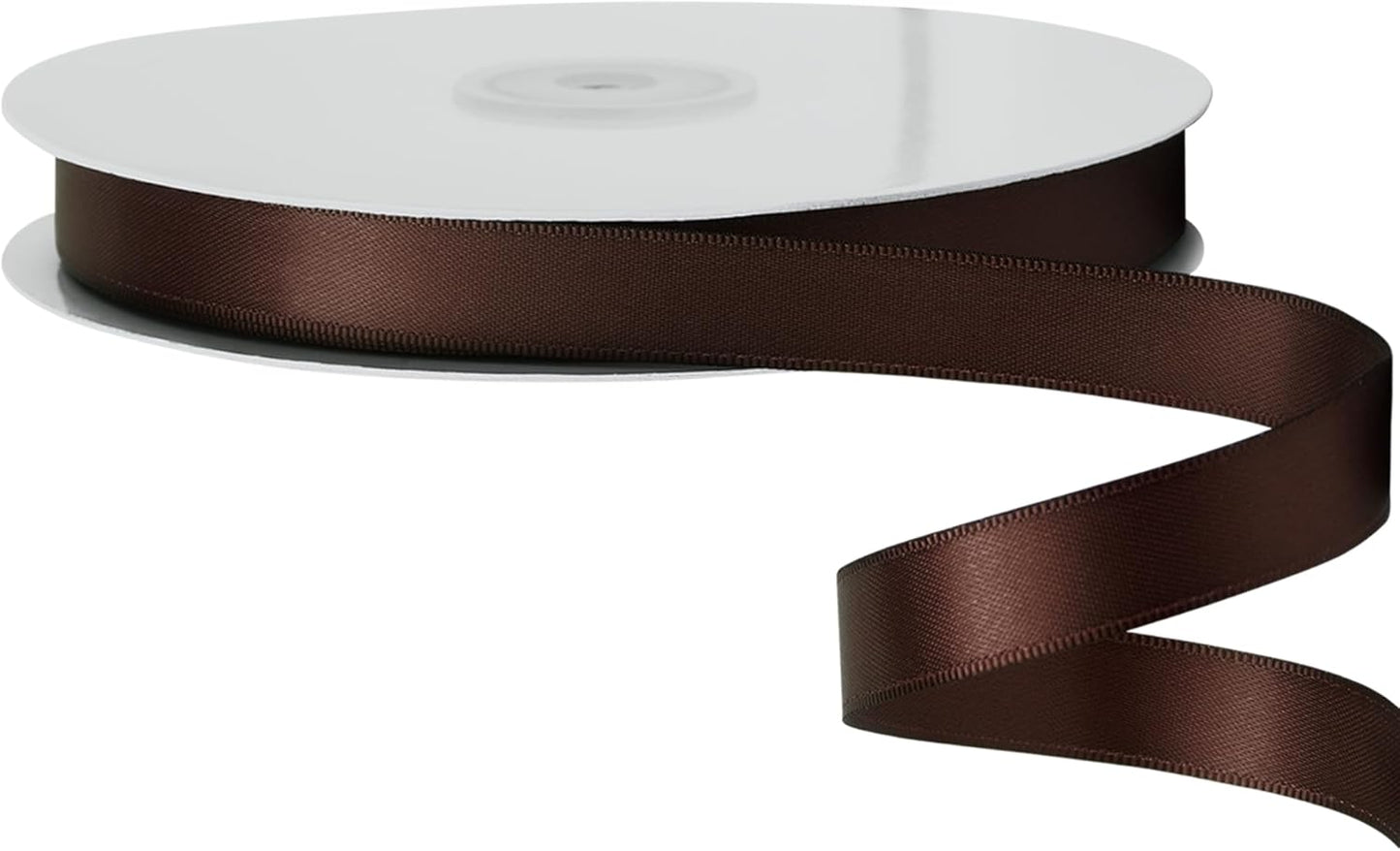 LIUYAXI Brown Satin Ribbon, Double Faced 5/8" X Continuous 25 Yards Ribbons Perfect for Gift Wrapping Bows Bouquet Wedding Craft and More