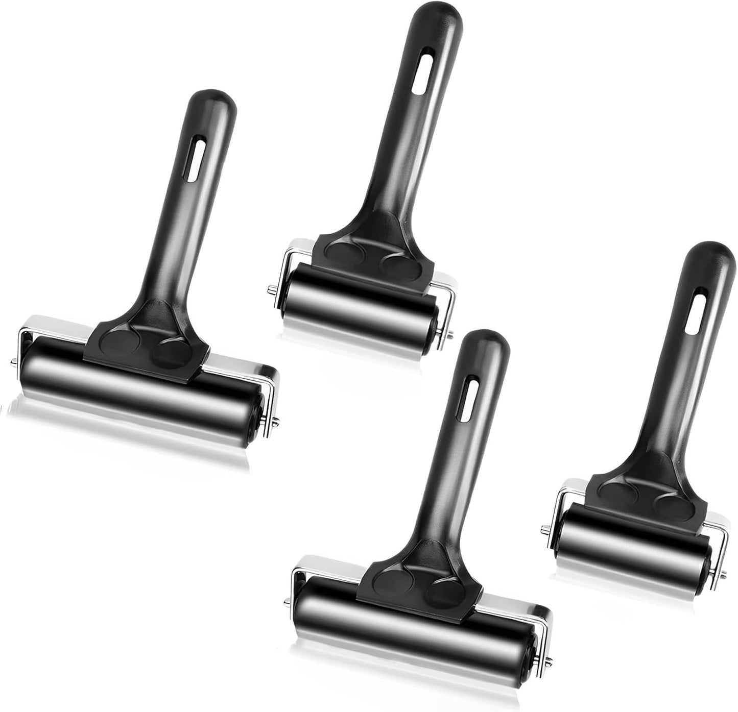 Yesland 4 Pcs Brayer Roller, Black Rubber Roller for Printmaking Wallpapers Stamping Gluing Application - 3-7/8 & 2-3/8 Inches