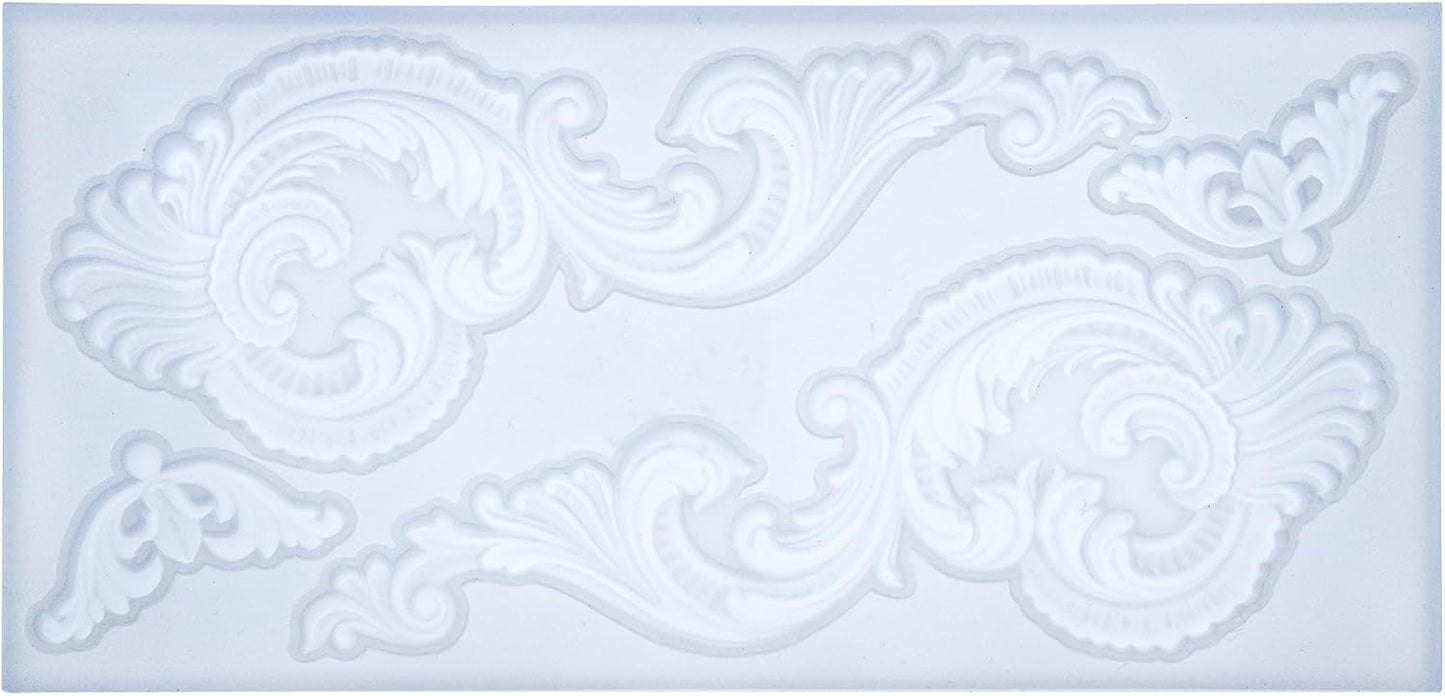 Art Molds for Polyclay Air Dry Clay Plaster Epoxy Resin Fondant Cake Decor Baroque Scrolls