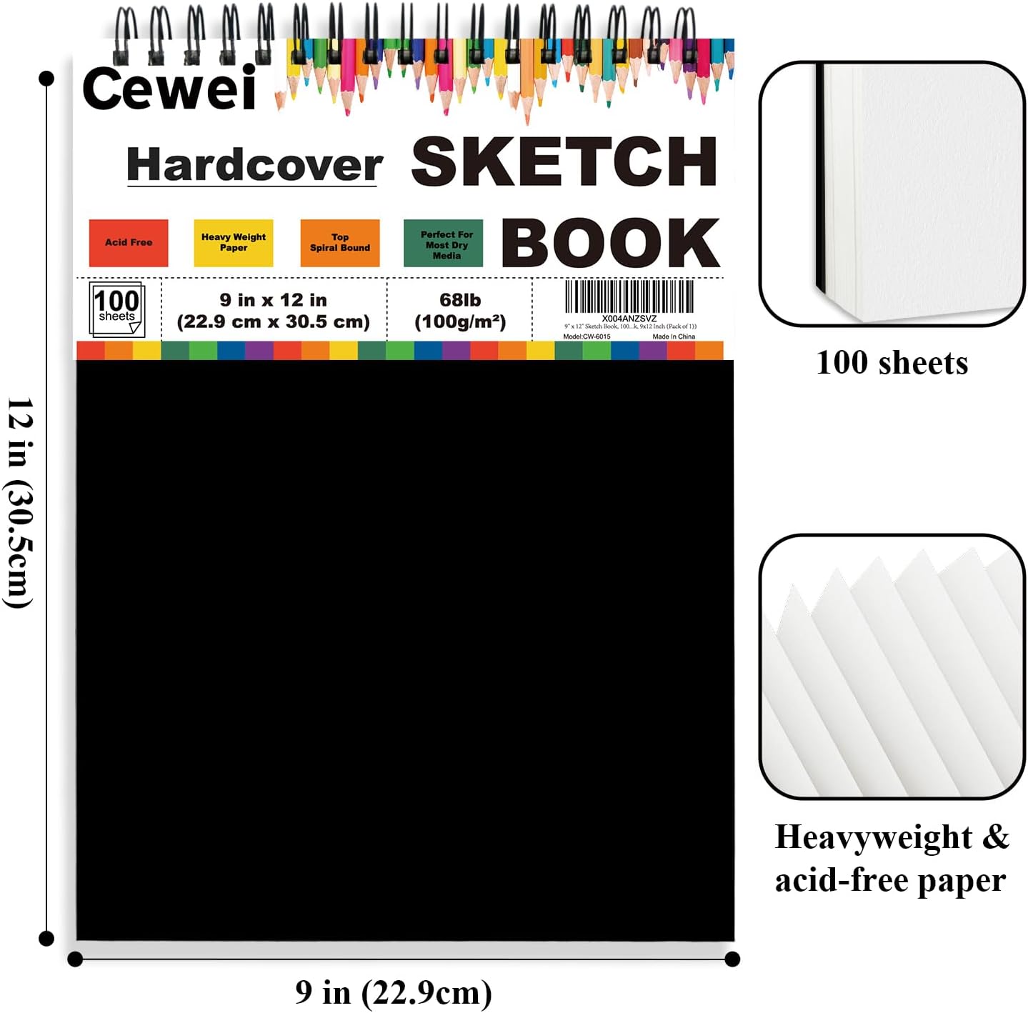 9" x 12" Sketch Book, Top Spiral Sketchbook, 100 Sheets Sketch Pad, (68 lb/100 GSM) Drawing Paper Pad, Drawing Pad for Kids, Artist Sketchbook for Drawing, Illustration & Art Supplies.