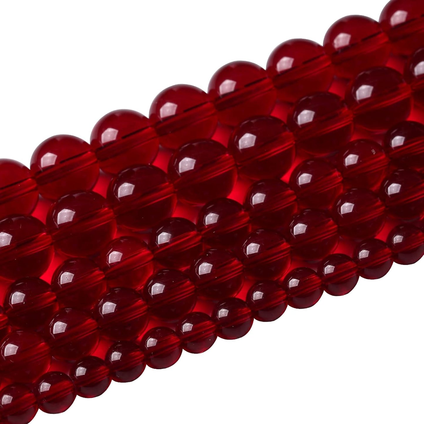 Smooth Garnet Red Glass Crystal Round Loose BeadsFor Jewelry Making DIY Bracelet Necklace Accessories 6mm 68pcs 15" Strand(Garnet Red Glass, 6mm)