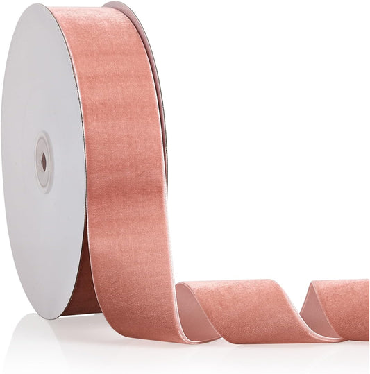 1.5" X 20 Yards Rose Gold Velvet Ribbon for Christmas Tree Wreath Decoration Handmade Crafts Ornaments Gift Wrapping & Bow Making