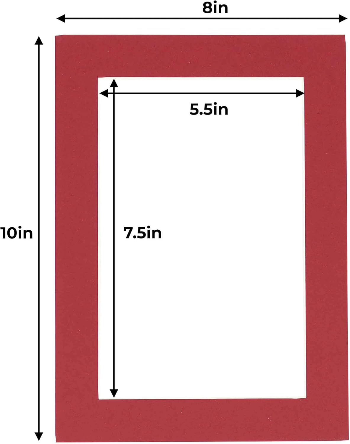 8x10 Mat for 6x8 Photo - Precut Deep Red Picture Matboard for Frames Measuring 8 x 10 Inches - Bevel Cut Matte to Display Art Measuring 6 x 8 Inches - Acid Free ONE MAT with Backing Board & Clear Bag