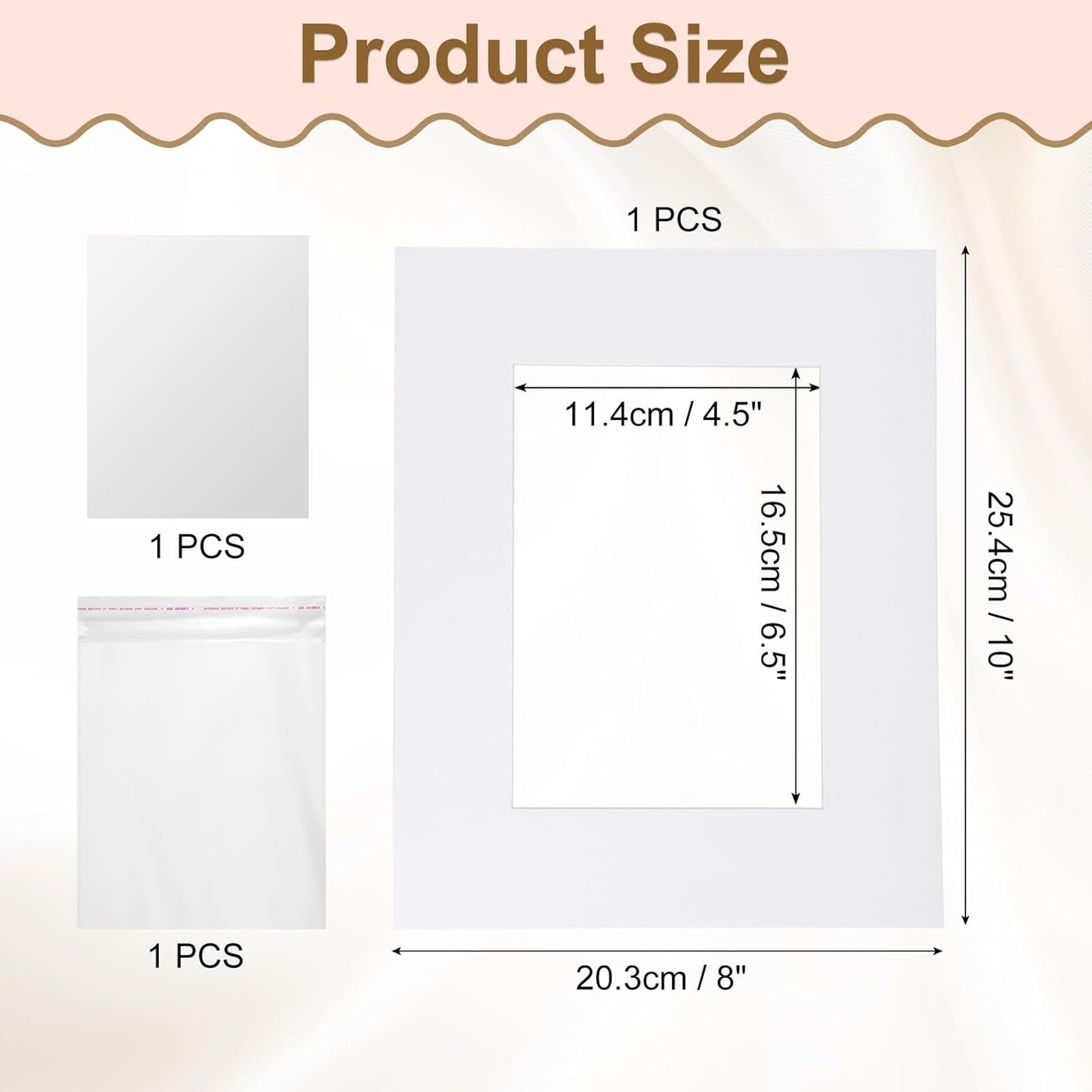 uxcell Picture Mats, 8 x 10 Mat Board Center for 5 x 7 Pictures Acid Free White Core Bevel Cut Frame Mattes with Backing for Display Art Measuring, White