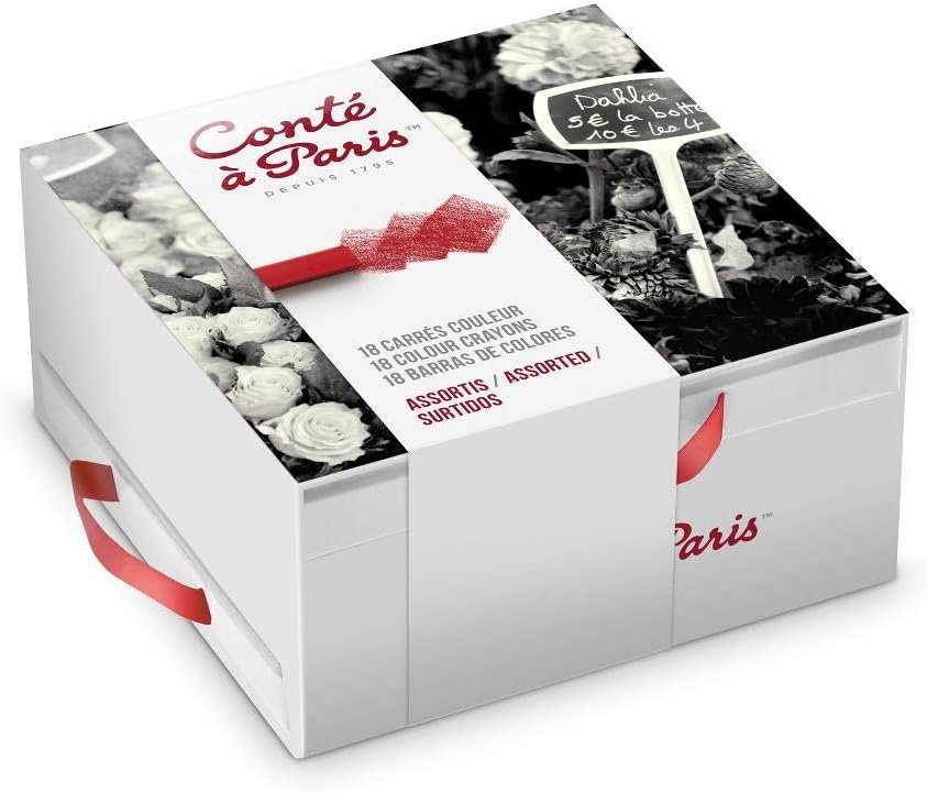 Conté à Paris 18 Count Assorted Carrés Crayons, Drawer Box