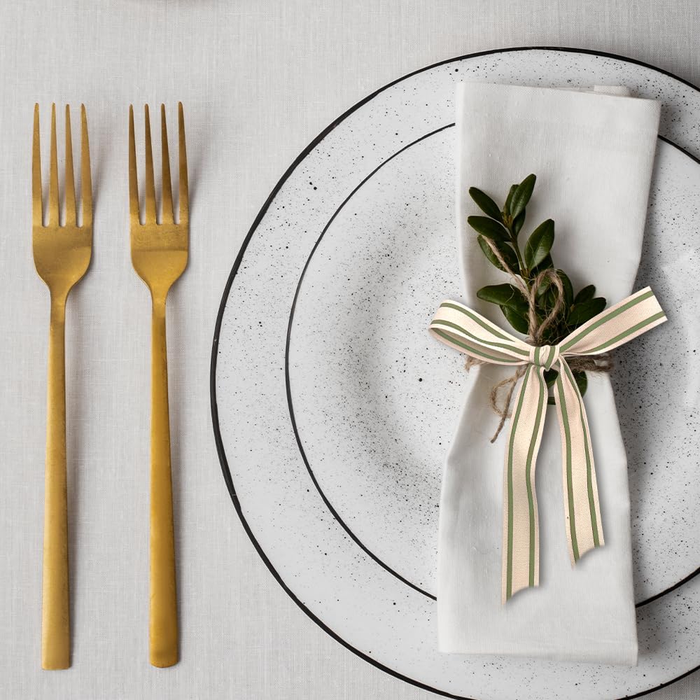 10 Yards Green Natural Cotton Ribbon for Crafting Sewing, 1 Inch Double Sided Webbing Straps Ribbons for Gift Wrapping, Birthday Wedding Christmas Ribbons for Trees DIY Crafts Sewing