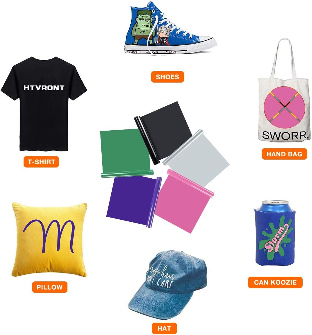 HTVRONT HTV Vinyl Rolls Heat Transfer Vinyl - 12" x 8ft Silver HTV Vinyl for Shirts, Iron on Vinyl for All Cutting Machine - Easy to Cut & Weed for Heat Vinyl Design (Silver)