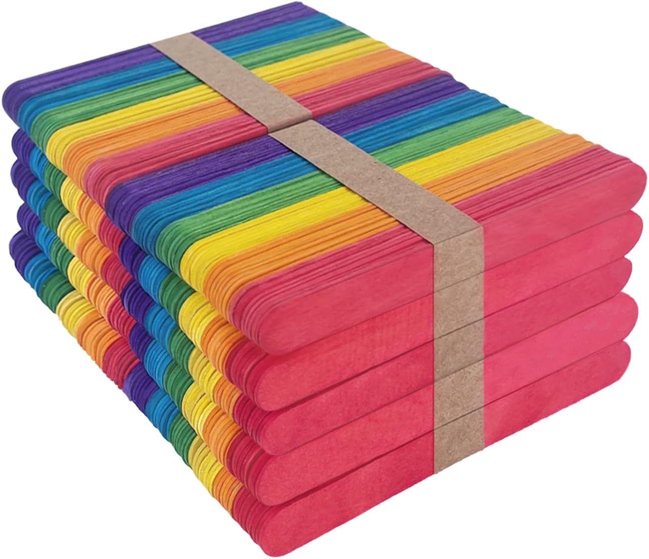 Colored Jumbo Wooden Craft Sticks, 6 Inch, 500 Pieces, 3/4 Inch Wide, Multi-Colored