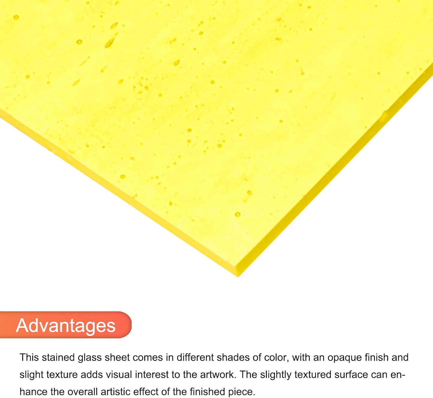 MECCANIXITY 2 Pcs Stained Glass Sheet Mosaic Tile 7.9 Inch x 5.9 Inch Bright Yellow Stained Glass Sheets for Crafts DIY Art Project