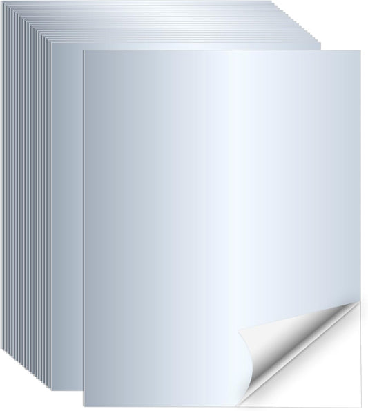 Silver Printable Sticker Paper, 20 Sheets Printable Silver Sticker Paper, Laser/Inkjet Printing-Letter Size (8.5" x 11")
