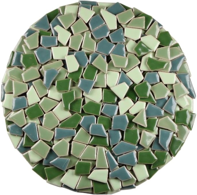 Ceramic Mosaic Tiles for Crafts & Art Projects 200 Grams Vibrant Colors Pieces Fit Together Like a Puzzle Endless Creative Ideas for Mosaic Art DIY Hobbies Small Sizes (Green Mix)