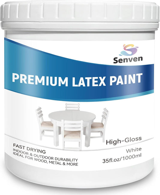 White Paint Gloss White, 35 OZ Multi Surface Enamel Acrylic Touch Up Paint for Wall, Metal, Wood, Furniture, Cabinets, Doors, Tables Scratch Repair, Non-Toxic & Odorless, Water-Based