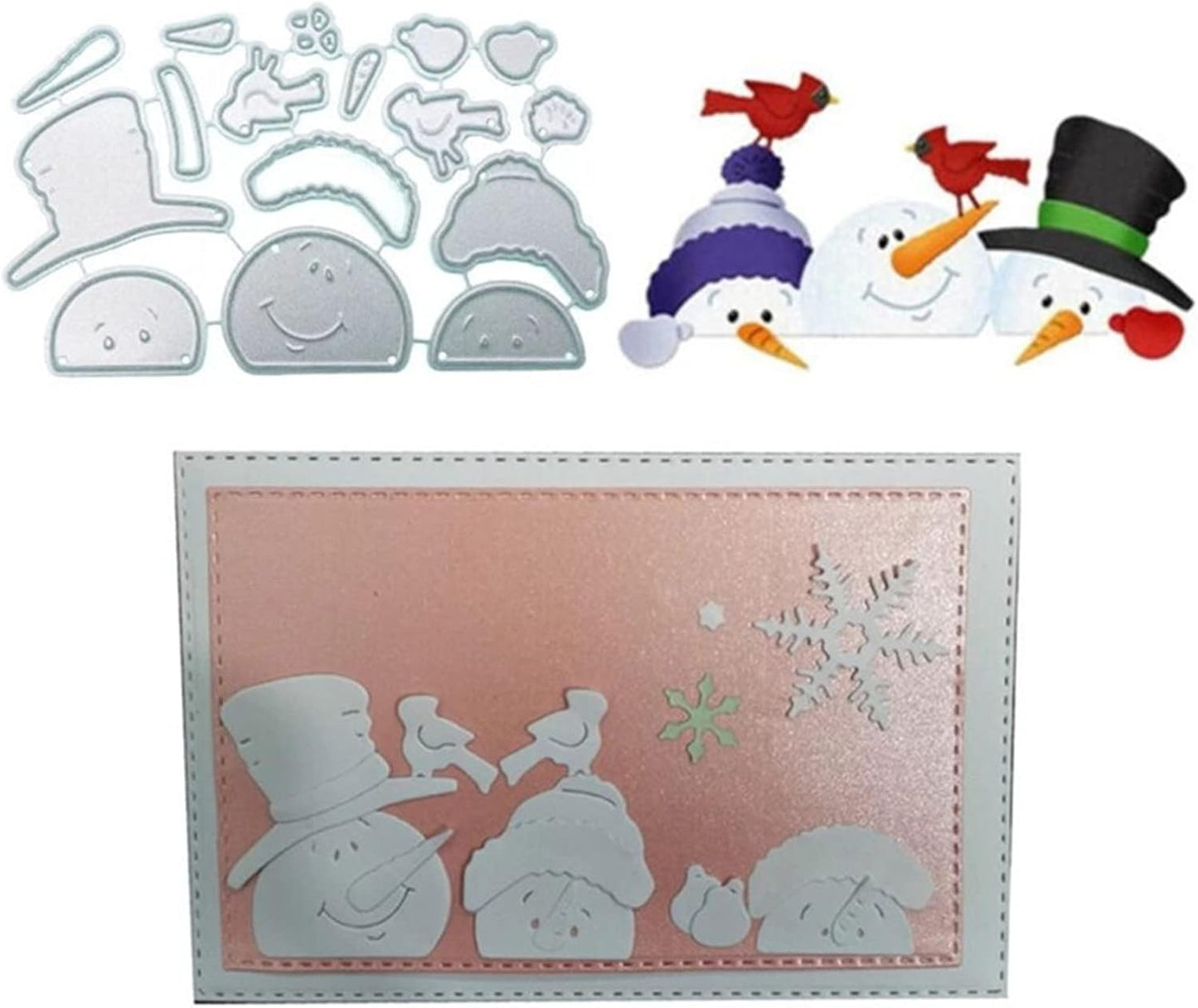 Metal Cutting Dies DIY Merry Christams Embossing Stencil Template Scrapbooking Card Making Mold Photo Album Arts Crafts Tools(Snowman and Bird-10x6.7c)