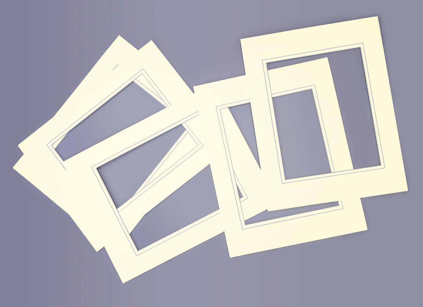 Golden State Art, 11x14 Double Mats for 8x10 - for Photos, Pictures, Frames - Acid-Free, 5 Pack, Ivory Over Ivory