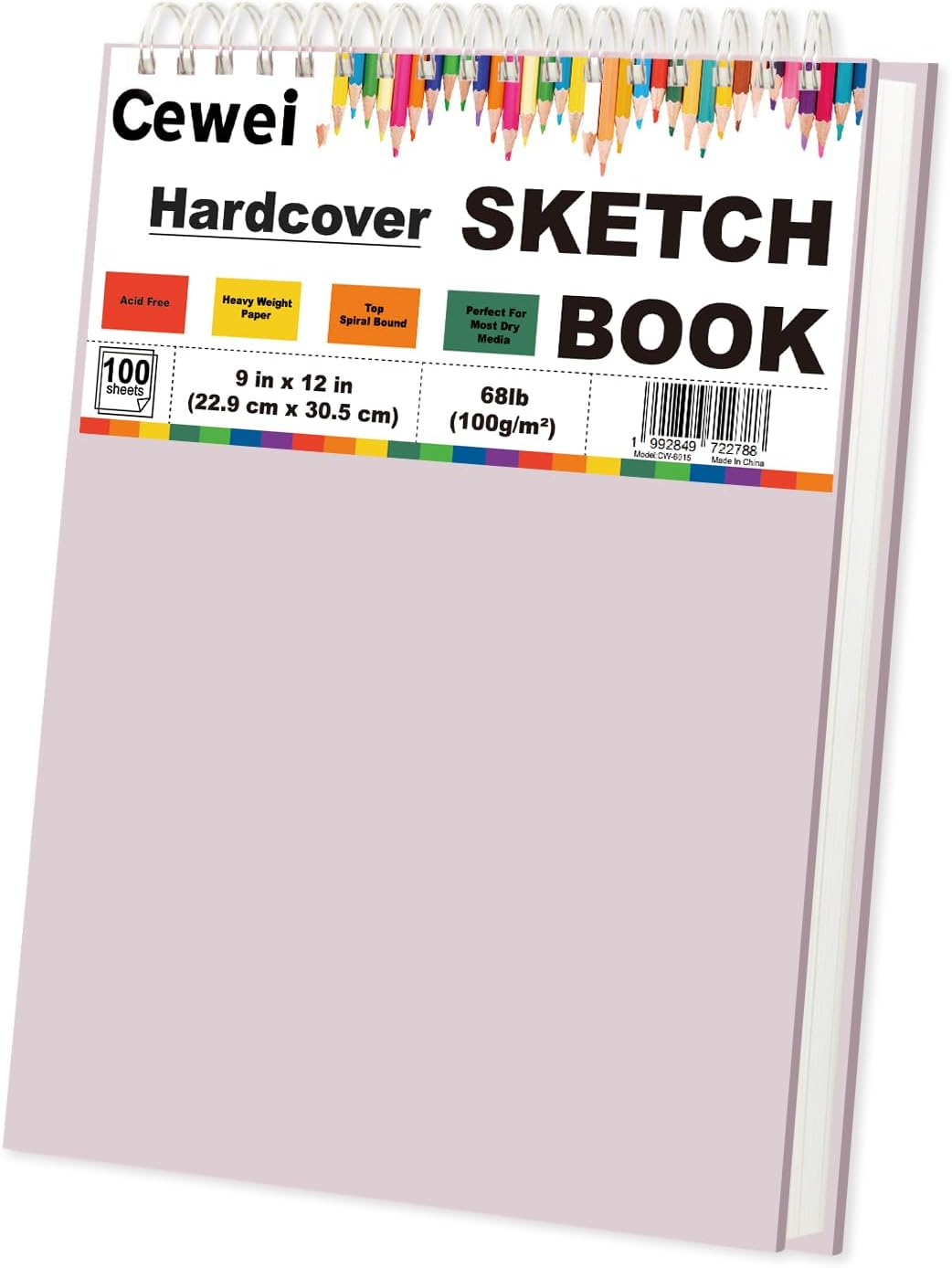 Cute Sketch Book for Kids Ages 8-12 Girls, 1 Pack-100 Sheets Purple Sketch Book 9x12, 68lb/100gsm Cute Sketchbook for Girls, Spiral Sketch Pads for Drawing, Art Supplies for Teens.