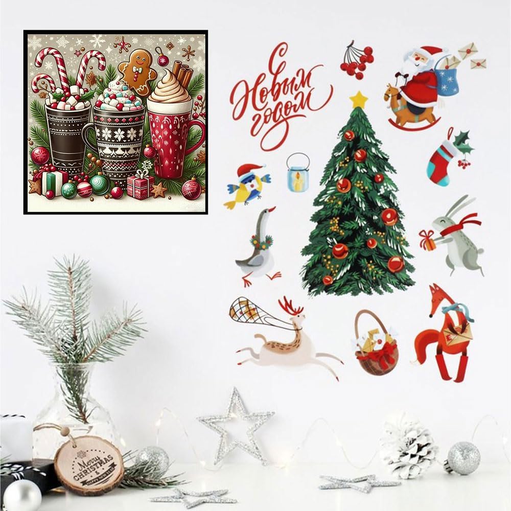 Christmas Stamped Cross Stitch Kits - Christmas Snowflake Counted Cross Stitch Kits for Beginners Adults Needlepoint Cross-Stitch Patterns Dimensions Needlecrafts Embroidery Kits Arts and Crafts