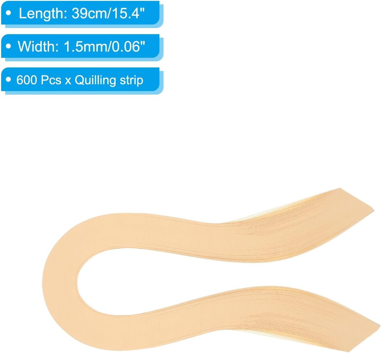PATIKIL Quilling Strips Paper 600pcs 1.5mm 39cm Origami Paper Quilling Kits for Art DIY Hand Craft Christmas, Beige