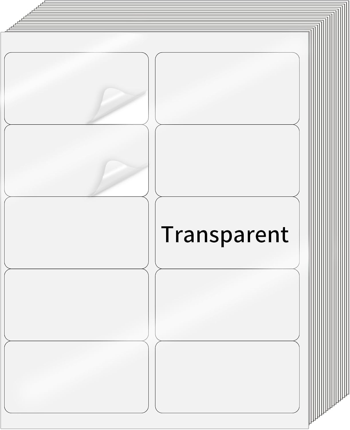STARLIBOO Transparent Stickers Labels - 2" x 4" Address Labels Mailing Stickers for Laser/Inkjet Printer 8.5"×11"- 20 Sheet