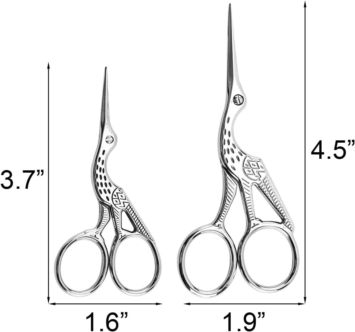 Vintage Stork Shape Sewing Scissors Stainless Steel Tailor Scissors Sharp Sewing Shears for Embroidery, Craft, Art Work & Everyday Use (4, Silver)