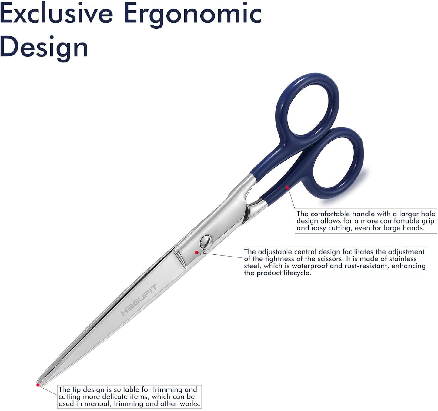 Sharp Precision Embroidery Scissors - 7" Professional Stainless Steel Pointed Tip Detail Thread Shears for Home Office Dressmakers Stitchwork Needlework DIY Crafting Fabric Sewing General Use