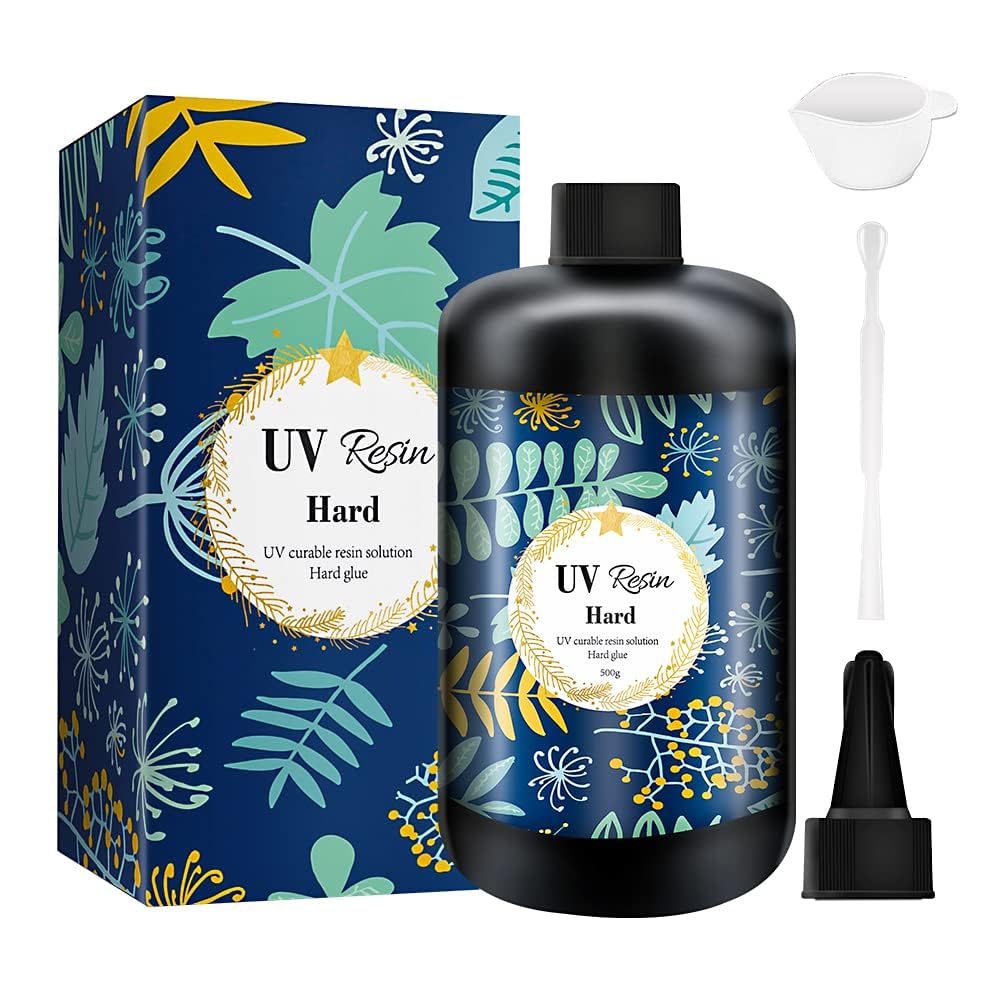 Crystal Clear Hard UV Resin Upgraded Formula Ultraviolet Fast Curing for Jewelry Making Craft Decoration, Hard Transparent Glue Solar Cure Sunlight Activated Resin (500g)