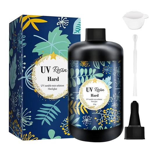 Crystal Clear Hard UV Resin Upgraded Formula Ultraviolet Fast Curing for Jewelry Making Craft Decoration, Hard Transparent Glue Solar Cure Sunlight Activated Resin (500g)