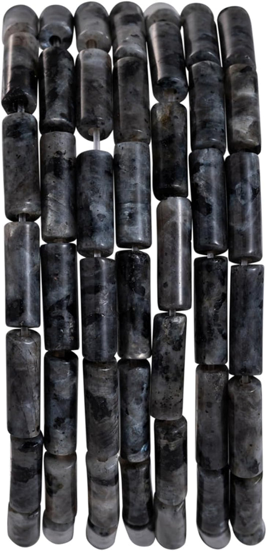 Natural Black Spectrolite Cylinder Tube Beads 4x13mm 38cm/str Loose Semi Gemstone Stone Beads for Making Bracelets Necklace Earrings