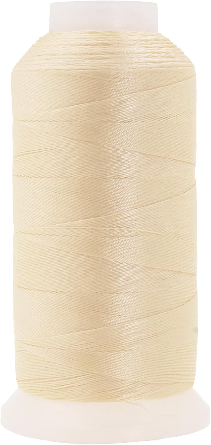 Mandala Crafts Ivory Heavy Duty Thread -1500 Yds Tex 90 Thread for Sewing Drapery Jeans Leather Hair - Bonded Polyester Thread Outdoor Marine Upholstery Threads