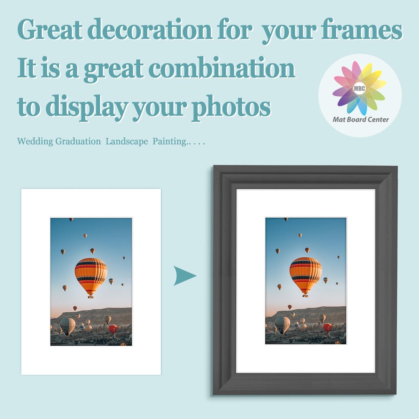 MBC Mat Board Center, 5 Pack 6x8 for 4x6 White Picture Mats Frame Mattes, Bevel Cut, Acid Free, 4-ply Thickness