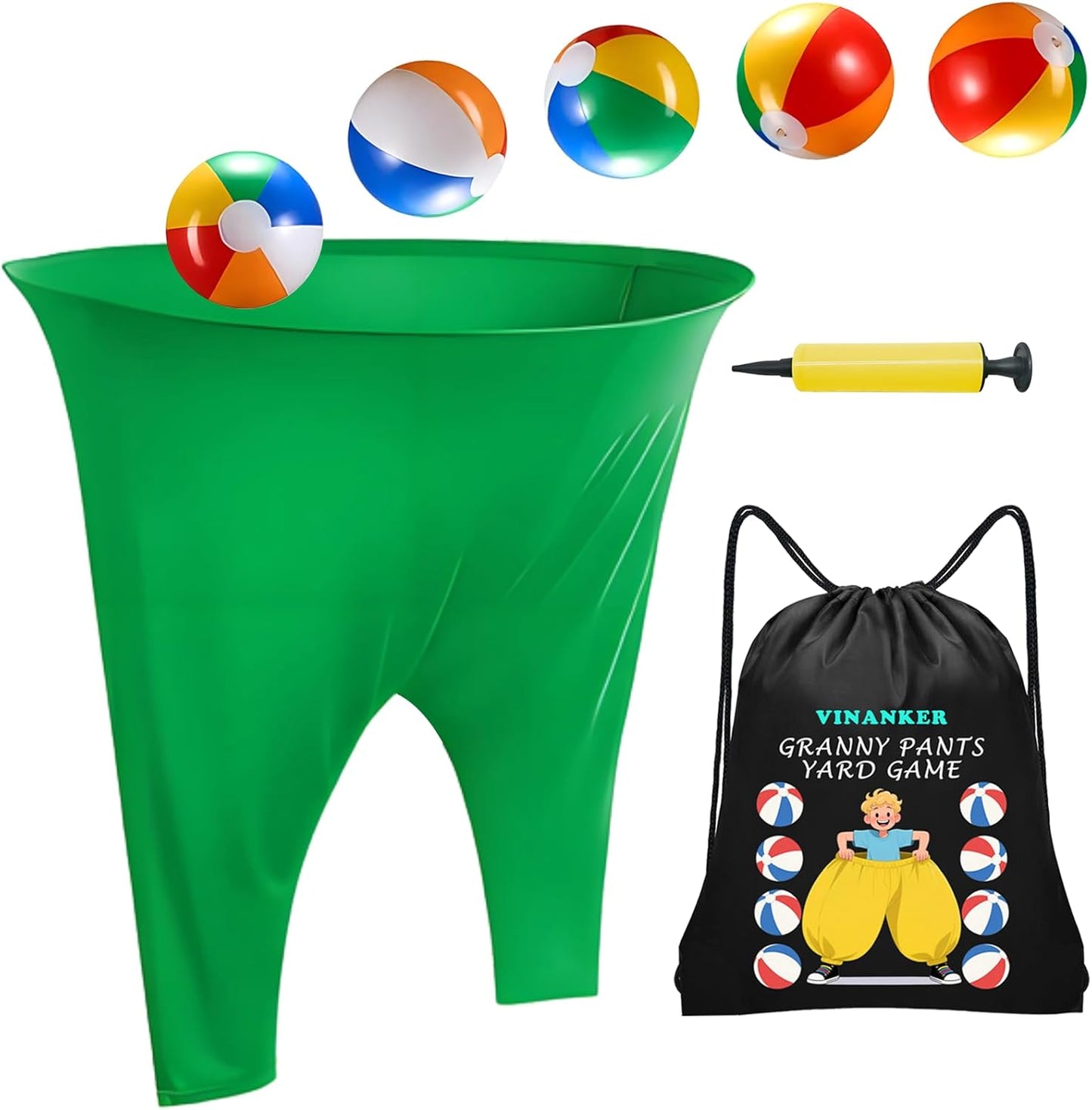 Granny Pants Yard Game – Hilarious Giant Stretchy Pant with Inflatable Ball Relay Set for Families, Adults, and Backyard Parties