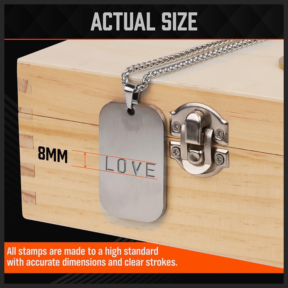 HORUSDY 36-Piece Number and Letter Stamp Set 5/16 (8mm) (A-Z) Punch Perfect for Imprinting Metal Stamping kit, Plastic, Wood, Leather